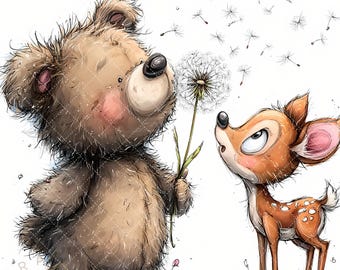 Imágenes prediseñadas de animales del bosque: Gráficos infantiles (Descarga digital - 49 archivos JPG)