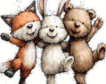 Imágenes prediseñadas de animales del bosque: Gráficos infantiles (Descarga digital - 53 archivos JPG)
