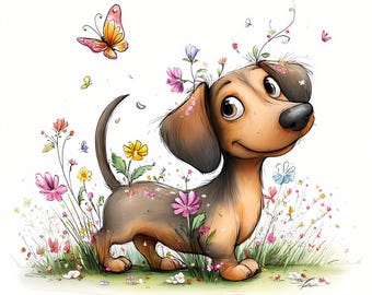 21 Clipart di cani stravaganti e stravaganti, cuccioli stravaganti e sfiniti, acquerello stampabile JPG, animali domestici, animali, illustrazione di cani, download digitale