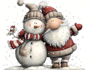Whimsical Santa Claus Christmas Clipart: Festive Holiday Graphics (Digital Download - 61 JPGs)