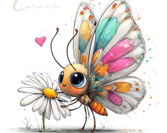29 JPG Eteree e stravaganti Clipart di farfalle – Disegni botanici da sogno per biglietti, regali e lavori artigianali Set JPG / Uso commerciale