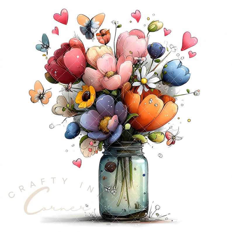 78 JPG Whimsical Flowers Spring Clipart: Floral Graphics (Digital Download) image 18