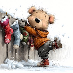 20 süße Weihnachtstiere JPEG Bundle: Winter Wald Clip Art (Digitaler Download) 1 #