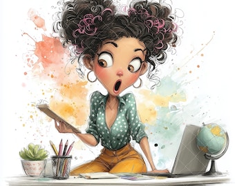 32 JPEG Whimsical Funny Working Girls Clipart Bundle Quirky Lady Boss Clipart Corporate Girl Instant Download Junk Journal Scrapbooking
