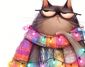 18 udda katter clipart, nyckfull kattunge clipart, högkvalitativ JPG, akvarell clipart, skräpjournal, digital nedladdning, papperspyssel clipart