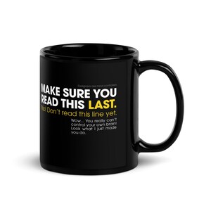 Graphic Designer Mug, Black Glossy Mug with Funny Text