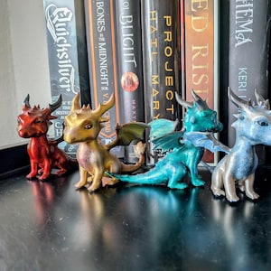Hand Painted Red Dragon Figurine: Fourth Wing Inspired Bookshelf Decor