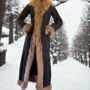 winter fashion, denim hippie, statement coat, retro outerwear, warm denim coat, classic denim, vintage outerwear, boho layering, trendy winter, blue winter coat, faux lined coat, womens outerwear, vintage boho, denim style coat, chic winter coat, soft lined coat, penny lane style, vintage boho, denim penny coat, blue trench coat, y2k outerwear, retro boho coat, faux fur trim, longline coat, denim winterwear, boho chic wear, oversized denim, warm winter coat, boho layer coat, hippie fashion,