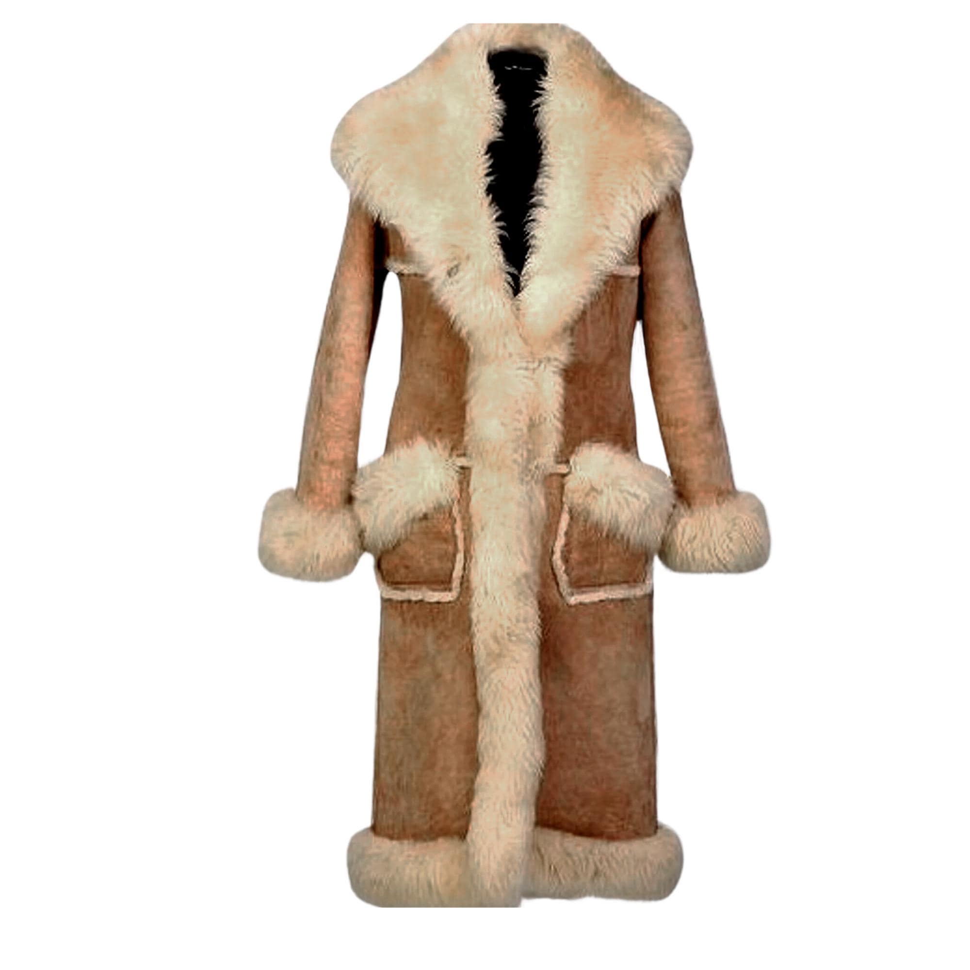 Manteau Vintage Sawyer Of Napa Peau De Mouton - Taille M Noir, Coupe Parka, Occasion Bon état