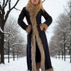 Y2k Denim Fur Lined Coat - Etsy