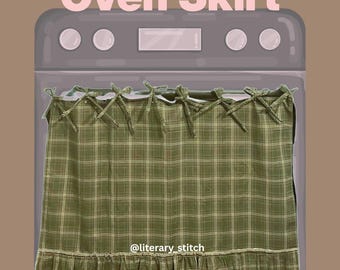 PREORDER - Handmade Oven Skirts | Farmhouse Kitchen Décor, Ribbon Ties, Tabs & Ruffled Trim