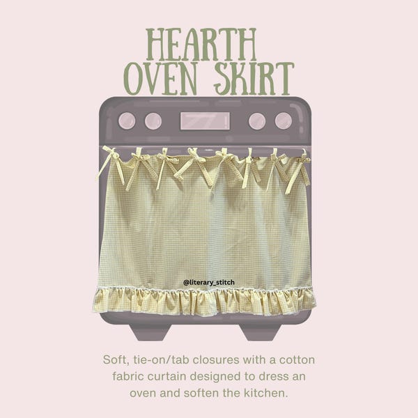 Handmade Oven Skirts | Farmhouse Kitchen Décor, Ribbon Ties, Tabs & Ruffled Trim