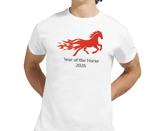 Year of the Horse T-Shirt - Chinese New Year 2026 Fire Horse Tee - Minimalist Zodiac Horse Graphic - Lunar New Year Gift