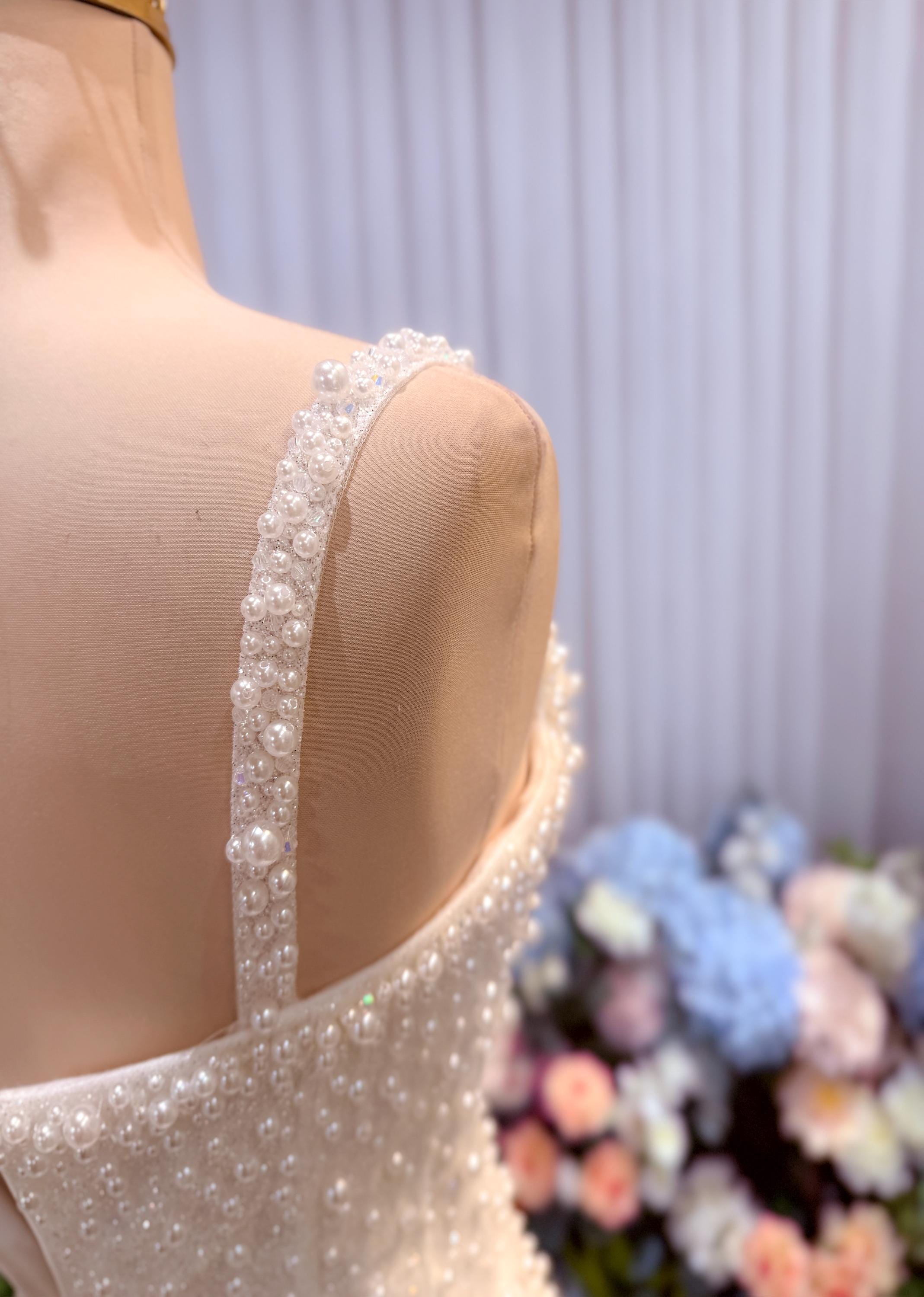 Mini Pearl Beaded Wedding Dress | Short Bodycon Bridal Dress | Elegant Reception Dress | Sparkly Cocktail Dress | Custom Handmade Gown