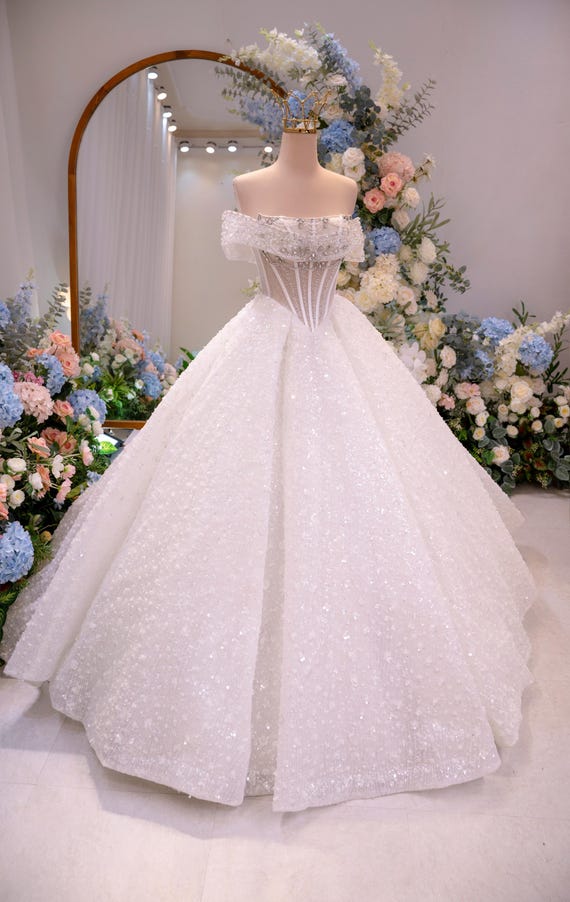 Off Shoulder Sequin Wedding Dress, Sparkly Princess Ball Gown Bridal Dress, Handmade Corset Wedding Gown, Custom Glitter Tulle Dress - Etsy New Zealand Off Shoulder Sequin Wedding Dress, Sparkly Princess Ball Gown Bridal Dress, Handmade Corset Wedding Gown, Custom Glitter Tulle Dress - Etsy New Zealand