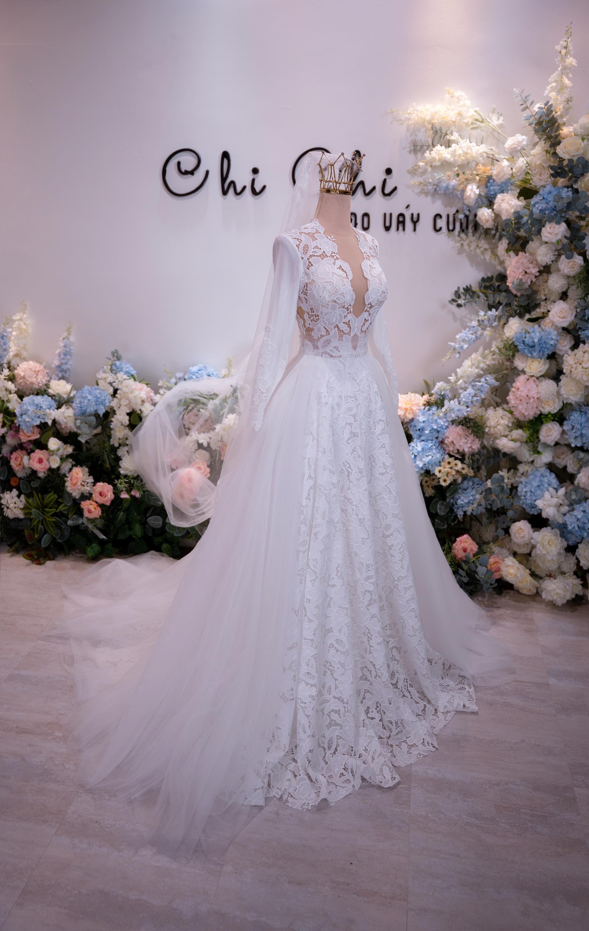 Long Sleeve Lace Wedding Dress, Illusion Neckline Bridal Gown With Tulle Skirt, Elegant Modest Ball Gown Wedding Dress, Custom Handmade Gown - Etsy Long Sleeve Lace Wedding Dress, Illusion Neckline Bridal Gown With Tulle Skirt, Elegant Modest Ball Gown Wedding Dress, Custom Handmade Gown - Etsy