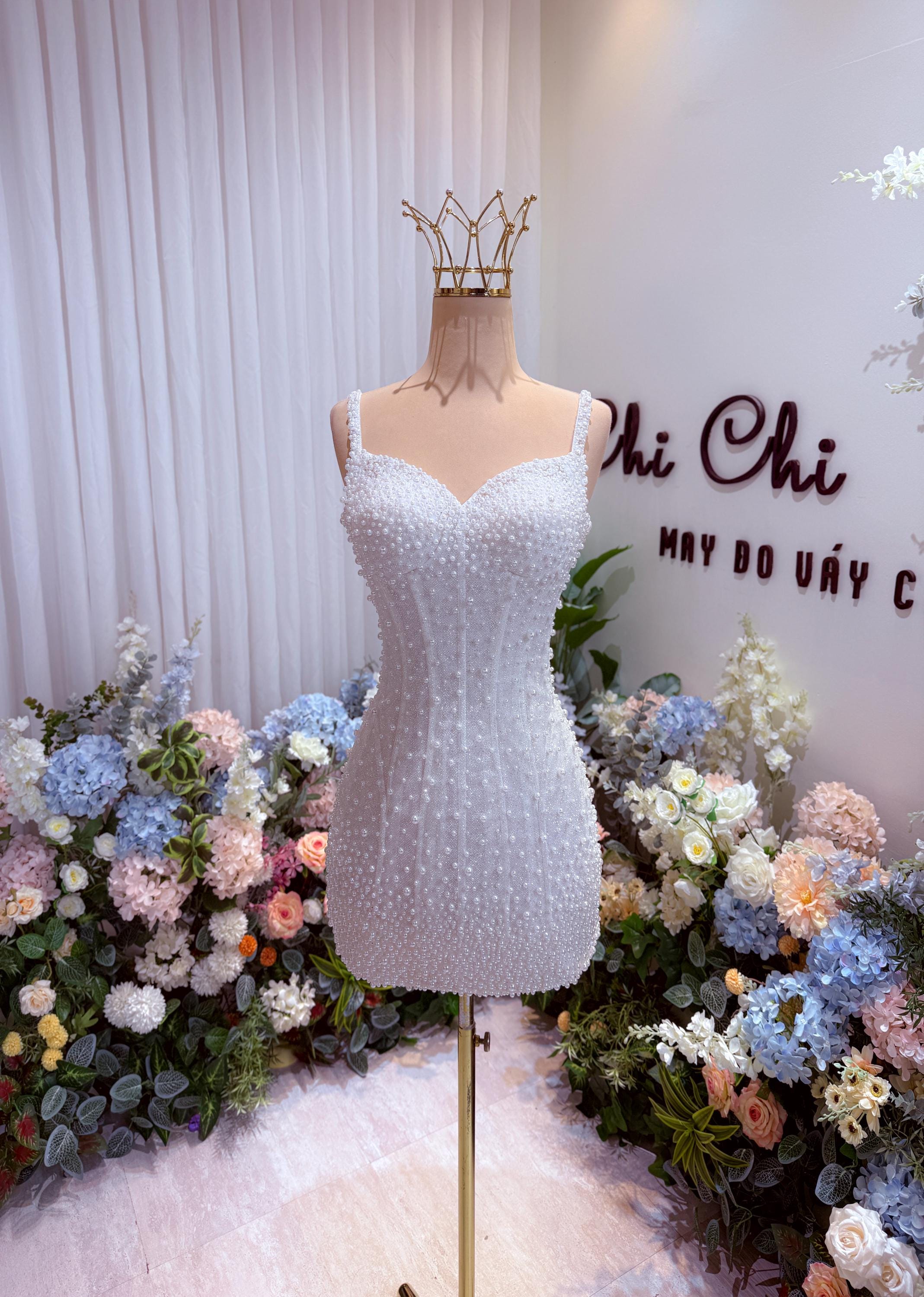pearl beaded short dress Elaina Pearl Dress – Retrofete main image 0