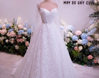 Lace Ball Gown Wedding Dress | Sweetheart Neckline Bridal Gown | Elegant Lace Wedding Dress |Princess Wedding Dress |Custom Plus Size Bridal