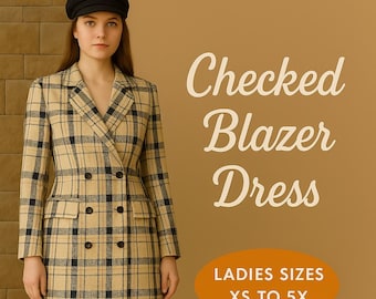 Women’s Blazer Sewing Pattern PDF – Tailored Short Coat DIY – Fitted Jacket