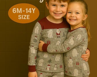Pajama Sewing PDF for kids PJS Set with Top and Pants Christmas Sleepwear Beginner