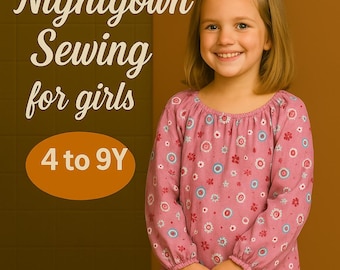 Girls Flannel Nightgown PDF – Toddler & Kids Ruffle Sleepwear Sewing Pattern – Winter Pajama Nightdress – Sizes 4–9