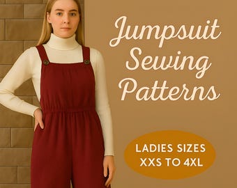 Women's Jumpsuit Sewing Pattern: Beginner Friendly Dungarees (Digital Download)
