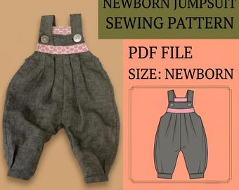 Baby Romper Sewing Pattern PDF Newborn Jumpsuit Overall Toddler Romper Instant Download