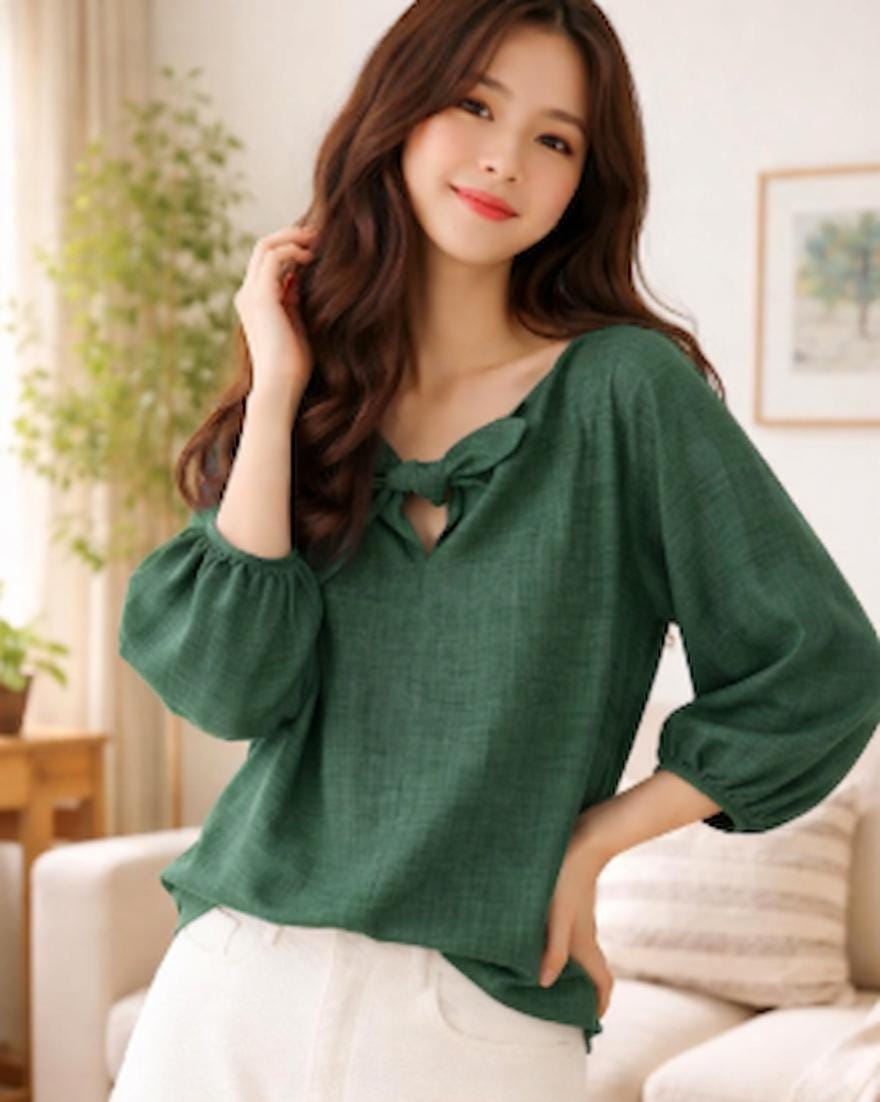 Front Tie Wrap Top Sewing Pattern PDF | Puff Sleeve Peplum Blouse ...