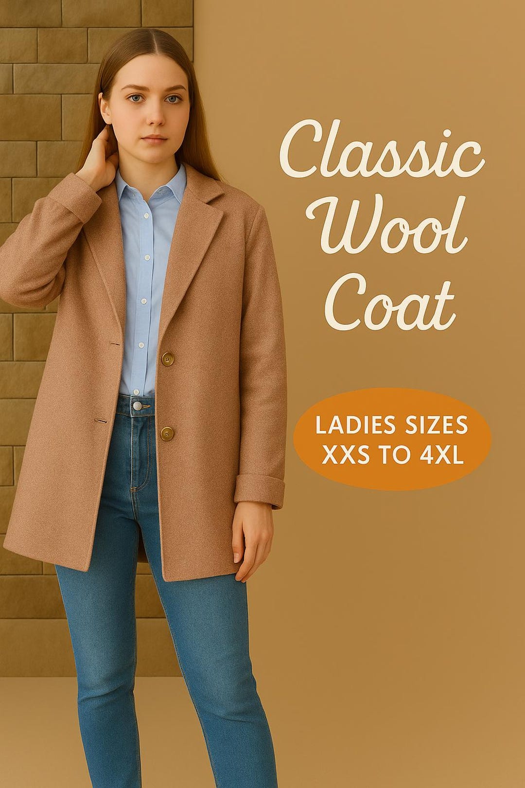 Classic Wool Overcoat Sewing Pattern: Women's Long Winter Jacket (XXS ...