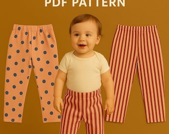 Baby & Toddler Pants Sewing Pattern PDF | Barrel Leg / Legging / Relaxed Fit | Elastic Waist Pattern