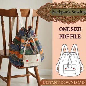 Nähmuster für Rucksack, PDF, Gestreifter Rucksack, einfache DIY Tasche, Instant Download