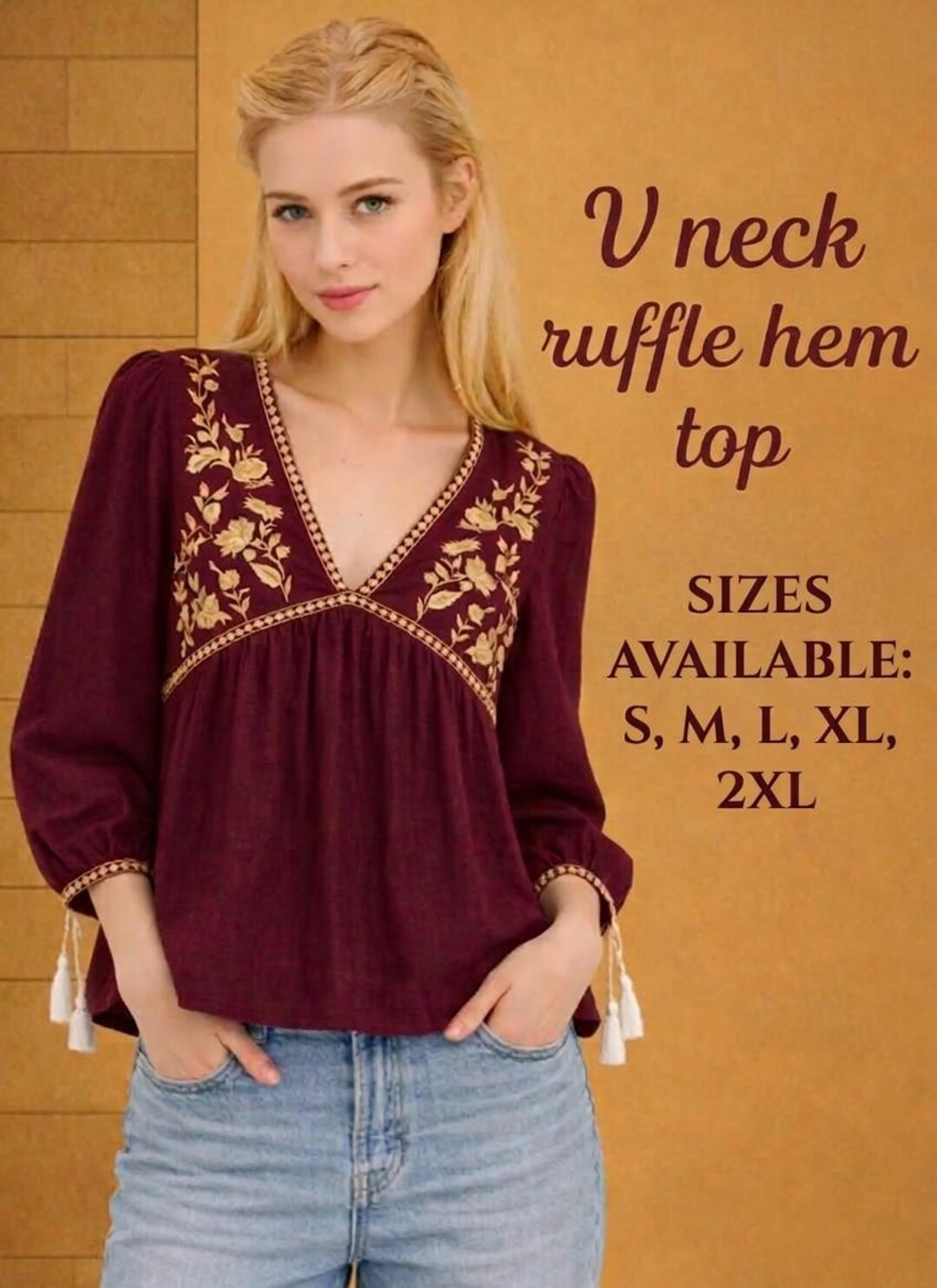 V Neck Ruffle Blouse Sewing Pattern PDF | Tie Front Peplum Top | Easy ...