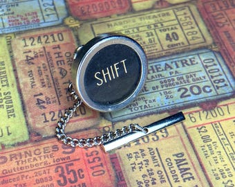 Royal Typewriter Key Tie Pin Tack: Vintage Circular Shift Keys, Gifts for Men