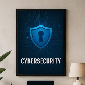 Cybersicherheit Poster: Modern Tech Shield Druck (Digital Download A1-A5)