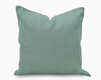Solid Linen Throw Pillow Cover | Minimal Teal Cushion