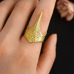 Bague d&#39;armure en or, bague de déclaration de guerrier médiéval, bijoux punk gothique, bague fantaisie réglable