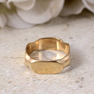 Brass Signet Ring, Handmade Minimalist Band, Bold Brass Statement Ring, Unisex Jewelry, Adjustable Brass Ring, Gift for Him or Her