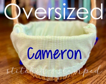 Jumbo Personalized Easter Basket Liner for LARGE baskets // Lime Seersucker  // Includes Name // Boys Monogrammed Basket Liner