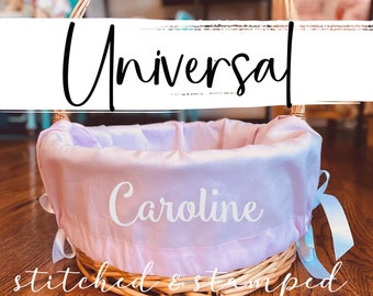 NEW!  Universal Size Personalized Easter Basket Liner for baskets // Light Pink Chambray  // Includes Name // Girls Monogrammed Basket Liner