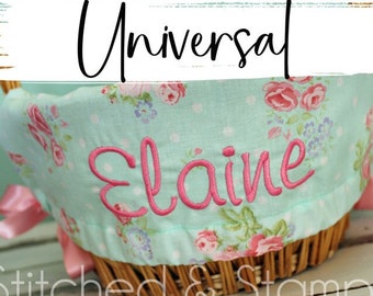 NEW!  Universal Size Personalized Easter Basket Liner for baskets // Aqua Floral Dot  // Includes Name // Girls Monogrammed Basket Liner
