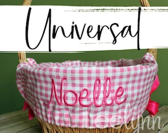 NEW!  Universal Size Personalized Easter Basket Liner for baskets // Pink Gingham  // Includes Name // Girls Monogrammed Basket Liner