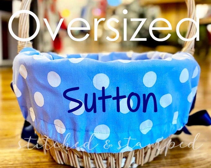 Jumbo Personalized Easter Basket Liner for LARGE Baskets // Light Blue