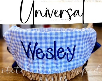 NEW!  Universal Size Personalized Easter Basket Liner for baskets // Light Blue Gingham  // Includes Name // Boys Monogrammed Basket Liner