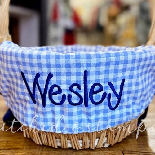 Personalized Easter Basket Liner // Pink Gingham Plaid // Etsy