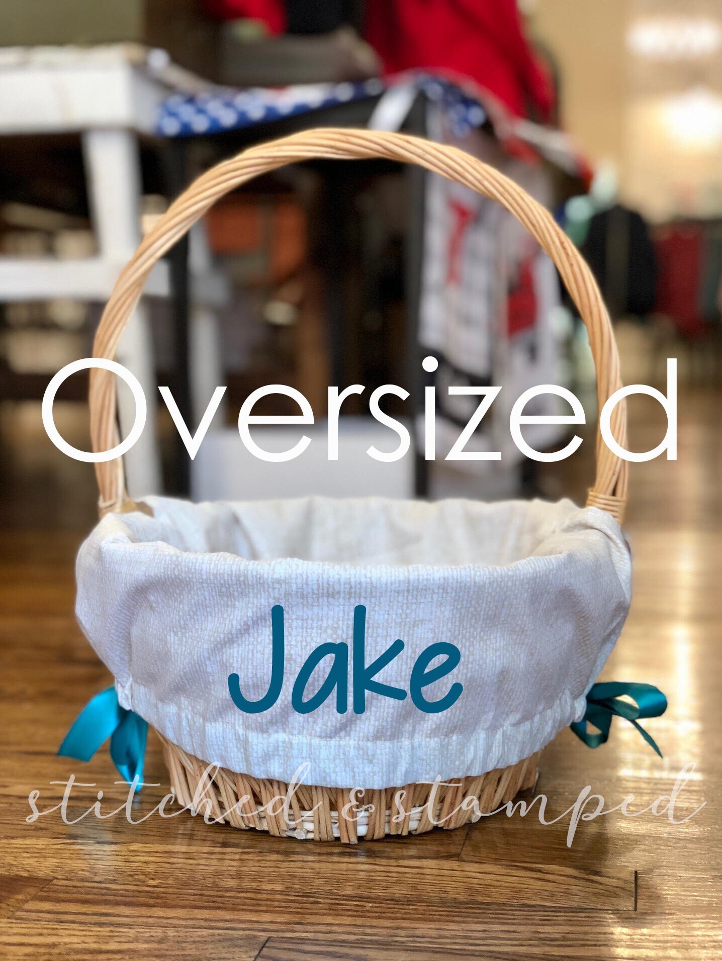 Jumbo Personalized Easter Basket Liner for LARGE Baskets // Tan