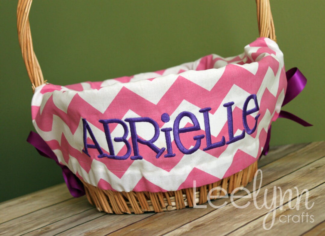 Personalized Easter Basket Liner // Pink Chevron Easter Basket Liner