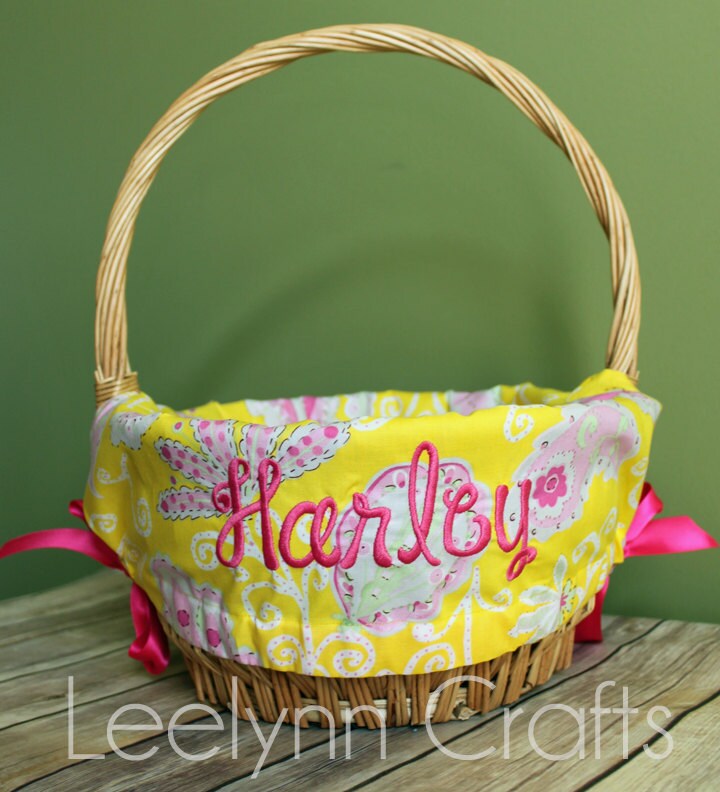 Personalized Easter Basket Liner // Yellow Paisley Floral // Etsy
