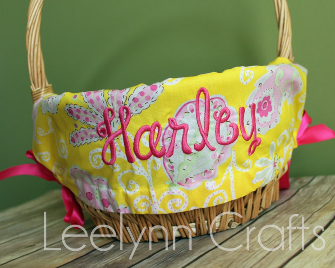 Personalized Easter Basket Liner // Yellow Paisley Floral // Name Included // Girls Monogrammed