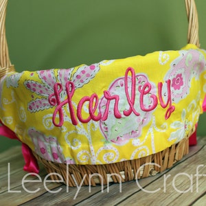 Personalized Easter Basket Liner // Yellow Paisley Floral // Name Included // Girls Monogrammed Basket Liner
