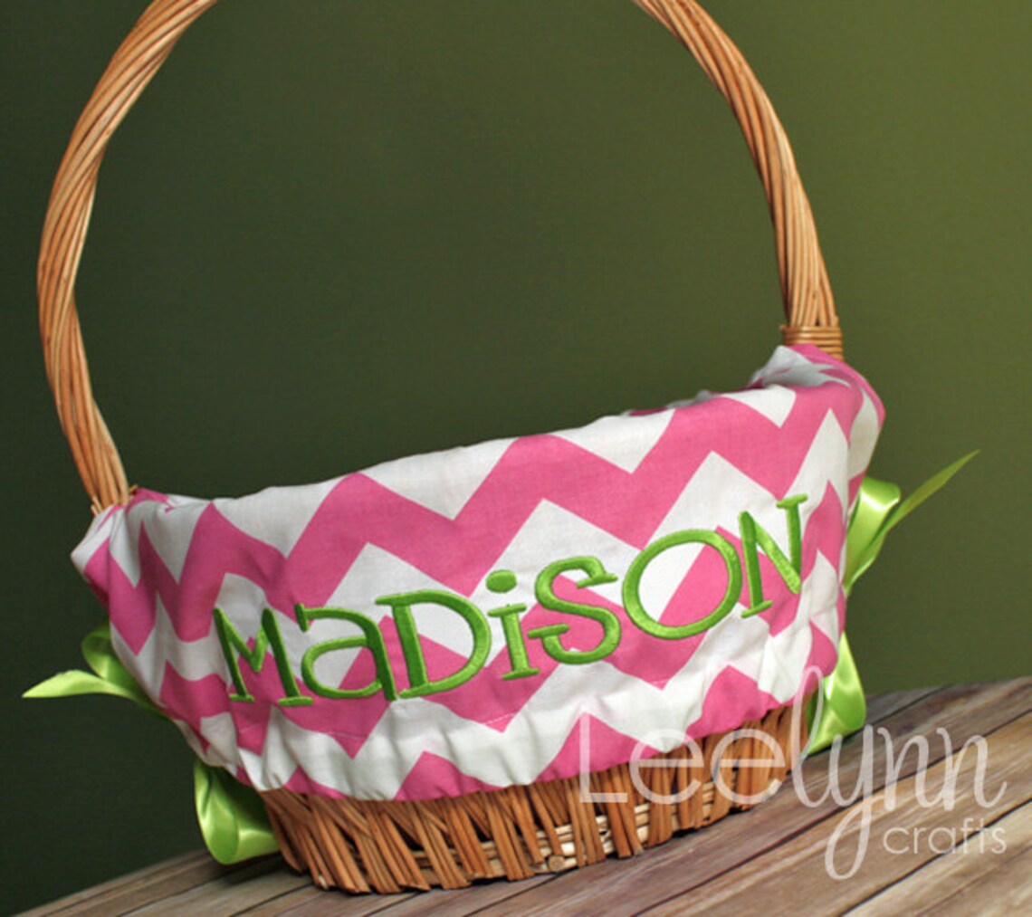 Personalized Easter Basket Liner // Pink Chevron Easter Basket Etsy